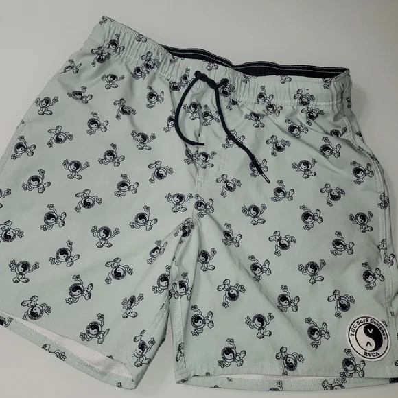 RVCA Men's Swim Shorts - Light Gray with Black Print - Picture 5 of 8